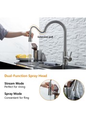 DQOK Kitchen Faucet Pull Out Brushed Nickel Sensor Stainless Steel Black Smart Mixed Induction Tap Touch Control Sink Faucet