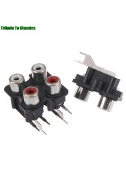 5pcs 2/4 Hole RCA Female Stereo Audio Jack AV Audio Input Connector Jack