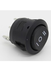 10pcs 23mm Black Round 3 Pin 10A/125V 6A/250V AC 3 Position SPDT ON-OFF-ON Rocker Switch Snap