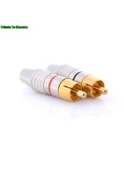 2pcs/set Gold RCA Plug Solder Audio Video Converter Connector Male to Male Adapter