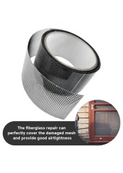 2m Screen Repair Tape Glass Fiber Easy Apply Practical Strong Adhesive Temperature Resistance Door Window Home Covering Mesh