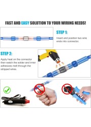 300pcs Electric Heat Shrink Butt Terminals Crimp Terminals Seal Welding Kit Waterproof Wire Twisting Cabling Connector With 300W Hot Air Gun