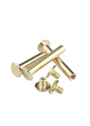 5-20 Set Copper Plated Flat Head Pair Lock Screw Sample Booklet Female Rivet Account Book Nail Photo Album Menu Butt Nut Screws