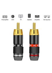 12pcs/lot RCA Plug Male Connector High Quality Gold Plated Soldering Plug Head Cable Wire Connector 6 Pairs Red + Black