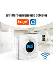 Aubess WIFI Carbon Monoxide Detector Gas Alarm Household Tuya Smart APP Alkaline Battery Remote Control Carbon Monoxide Detection Powered