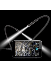 5.5mm Endoscope Camera Flexible IP67 Waterproof Micro USB Inspection Borescope Camera Android Laptop 6 LEDs Adjustable