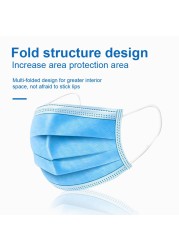 In Stock 10/100pcs Disposable Nonwoven Face Mask 3 Layers Anti Dust Respirator Mask With Elastic Ear Band For Adults