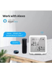 Tuya WiFi Temperature Sensor Hygrometer Smart Life Display Hygrometer Thermometer Detector Work with Alexa Google Home Assistant