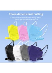 Hot Adult Mask 5 Layers Black FFP2 KN95 Respirator Fabric Mask Face Mask CE FFP3 Mascarilla Mouth Filter Dustproof Reusable ffp2fan