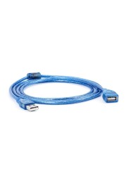 All Copper 0.3/0.5/1/ 1.5/3/5/10m Transparent Blue USB Extension Data Cable USB2.0 Male to Female