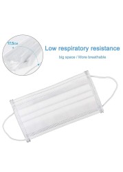 10/50/100/200pcs Disposable Mouth Face Mask Protective 3 Layers Filter Earpiece Non-woven Mouth White mascarillas masque masche