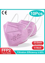 9 Colors FFP2 Mascarillas KN95 Face Masks For Adults 5 Layers Safety Dust Respirator FFP2 Mask Adult Black FPP2 KN95 Face Mask CE