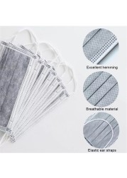 10/50/100/200pcs Disposable Face Mask Gray Dust Protective Face Mask Adult Mouth Masks 3 Layers Non-Surgical Mascarillas