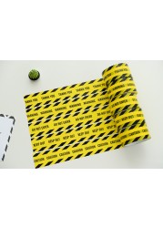 Warning Tape Thank You Keep Caution Black Lettering On Yellow Background Knit Factory, School, Office And Other Public Plac