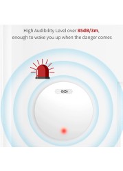 Tuya واي فاي حساسات الدخان إنذار الحماية من الحرائق 80DB صفارة الإنذار الصوت كاشف الدخان جهاز إنذار حرائق نظام الحماية المنزلي رجال الاطفاء