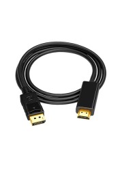 ديسبلاي بورت إلى كابل HDMI متوافق مع 1.8 متر 1080P منفذ عرض DP إلى كابل HDMI متوافق لتوصيل الكمبيوتر المحمول إلى أجهزة العرض