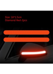 2pcs Reflective Rearview Mirror Warning Sticker, Rearview Mirror Night Safety Warning Strip Anti-collision Scratch Sticker