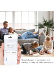 ZigBee Temperature Humidity Sensor Smart Home Thermometer Home Heat Detector Work Detector With Alexa Google Home Assistant