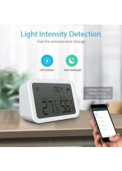 Tuya WiFi ZigBee Temperature Humidity Sensor Lux Light Indoor Humidity Detector Thermometer with LCD Screen Work Tuya Hub