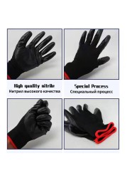 Black Nitrile Palm Coated Anti-Static Safety Gloves With Wear-Resistant Non-Slip Breathable Nitrile Work Mechanic Working Glove