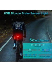 Awapow Bicycle Brake Tail Light Smart USB Charging Cycling Light IPX6 Waterproof LED Smart Safety Brake Auto Sensor Bike Lamp