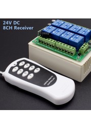 433MHz تيار مستمر 24V 8 قناة التتابع وحدة لاسلكية RF التحكم عن بعد التبديل الارسال + المتلقي