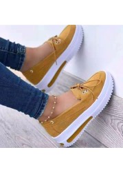 Women Shoes 2022 Platform Increase Casual Shoes Solid Color Round Toe Loafers Women Buckle Wedge Women's Shoes Zapatos De Mujer