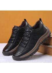 New Men Casual Leather Shoes Hiking Outdoor Breathable Non-slip Hollow Sneakers Men Shoes Zapatos Hombre Casual Mannen Schoenen