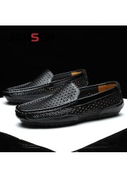 Handmade Genuine Leather Men Loafers Comfortable Slip On Driving Casual Shoes Brand Soft Moccasins Plus Size 37-47 Dropshipping