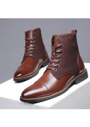 ZYYZYM Autumn Winter Men's Leather Shoes High Quality Cool Motorcycle Boots Size 38-48