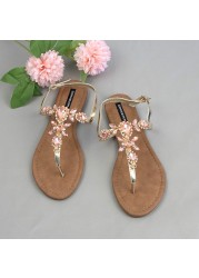 2022 summer casual shoes fashion women gladiator sandals rhinestone simple out sandals comfortable flat buckle shoes woman