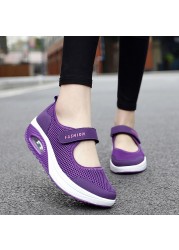 Women's Vulcanized Shoes 2021 New Fashion Air Cushion Sneakers Light Breathable Comfortable Womne Platform Height Increasing Shoes