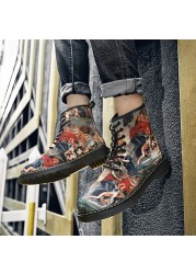 Women's shoes street fashion couples shoes high quality graffiti printing Martin boots outdoor ankle boots casual shoes for women