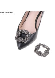 Women's Rhinestone Shoes Square Metal Buckle Wedding Shoes Decoration Rhinestone Accessory 1pc