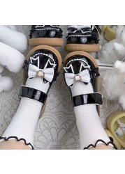 Summer 2022 Women's Shoes Red Mary Janes Girls Japanese Style Bow Lace Lolita Shoes Kawaii Loop Tie Sandals