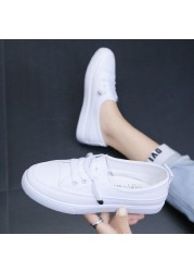 2021 Low Platform Sneakers Women Shoes Female PU Leather Walking Sneakers Loafers White Flat Slip On Vulcanize Casual Shoes