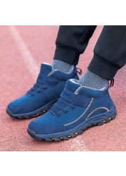 Waterproof Winter Men Boots Faux Suede Warm Snow Couples Boots Men Work Casual Shoes High Top Non-slip Ankle Boots Winter Boots