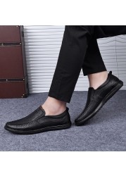 Men's genuine leather shoes moccasin slip-on shoes casual driving shoes