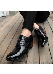 Men Wedding Sneakers Increase Leather Shoes Men Oxford Platform Shoes Pointed Toe Work Shoes High Heel Dress Sabatos G16