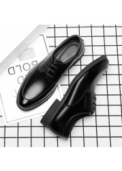 Men Leather Shoes Elevator Shoes Height Increasing Shoes Height Increasing Shoes Insole Height Increase 6/8cm Black Height