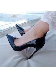 Extreme high heels pointed toe new ladies sexy high-heeled shoes women wedding party shoes pure color all-match