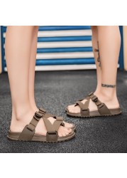 men sandals summer men fabric sandals black khaki unisex plus size flats sandals outdoor slippers for women men