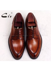 Cie-Men's Genuine Calfskin Leather Outsole Handmade Breathable Leather Brown Goodyear D143 Free Shipping