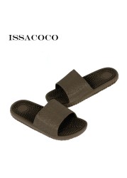 ISSACOCO الرجال شقة داخلي نِعال تدليك الرجال المنزل عدم الانزلاق نِعال تدليك Zapatos Hombre شاطئ الوجه يتخبط الرجال الشرائح