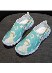 Women Comfortable Sneakers Casual Shoes Cartoon Nurse Print Women Sneakers Breathable Flat Shoes Zapatillas Mujer