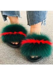 Natural Fur Slippers Women Home Fluffy Slippers House Furry Slides Luxury Summer Flip Flops with Real Fur Wholesale Dropshipping