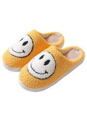 Plus Size 45 Smile Cotton Slippers Autumn Winter Home Indoor Slippers Sweet Lovely Catroon Fur Slippers Non-slip Comfortable Women Shoes