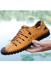 Summer Sandals Men Classic Leather Roman Sandals 2022 Outdoor Slippers Sneaker Beach Rubber Slippers Men Water Trekking Sandals