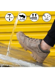 Safety shoes men deodorant anti-puncture steel toe cap insulated electric safe wear-resistant winter work shoes