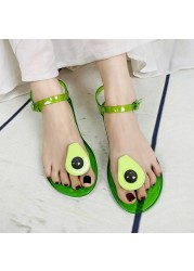 Women Fruit Sandals Transparent PVC Flat Flip Flop Sandal Ladies 2022 Summer Outdoor Fashion Non-slip Buckle Strap Beach Shoes